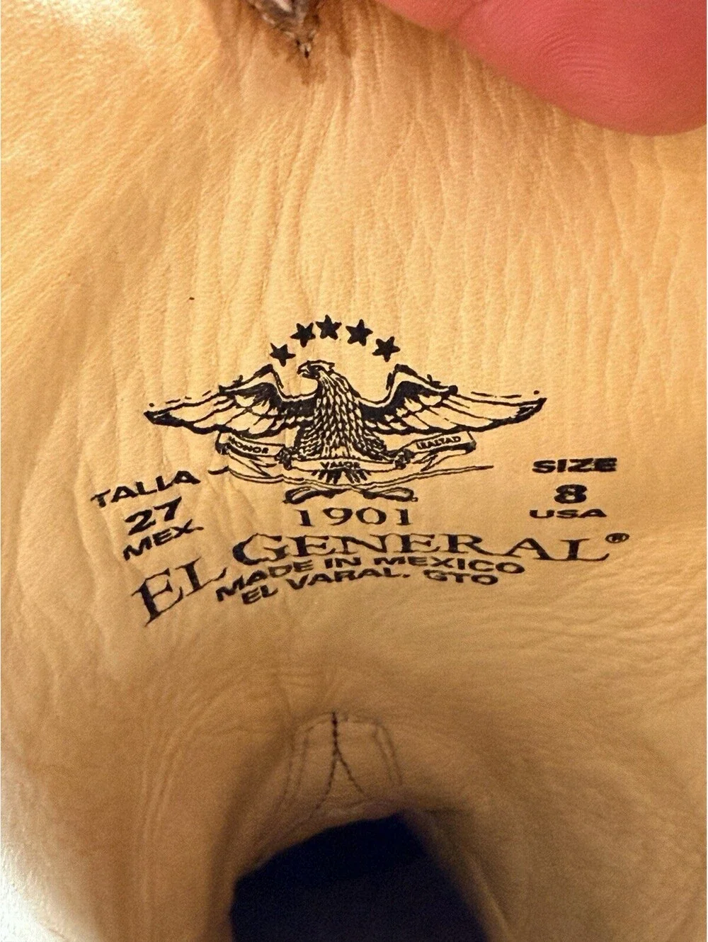 El General White Ostrich Cowboy Boots Men’s Size 8 Leather